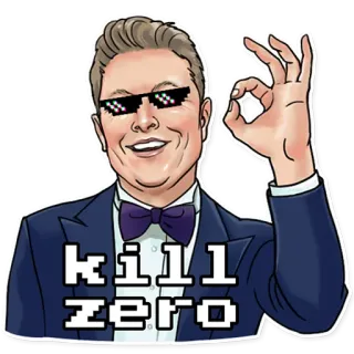 🤑 kill zero elon musk, mème, pixelisé, geste ok telegram sticker