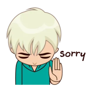 🙏 sorry sorry, verontschuldiging, cartoon, karakter, spijt, verzoek whatsapp sticker