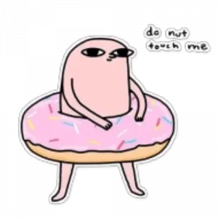 😒 do nut touch me ciambella, noce, rosa, cibo, cartone animato telegram sticker