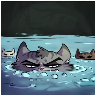 😒 Katzen, Tiere, Wasser, Schwimmen, Cartoon telegram sticker