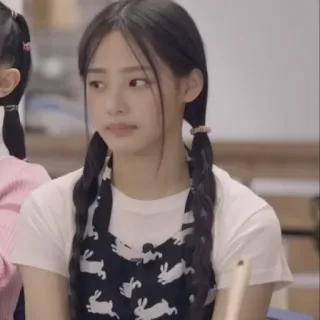 🐰 girl, braids, asian, pigtails, rabbit pattern telegram sticker
