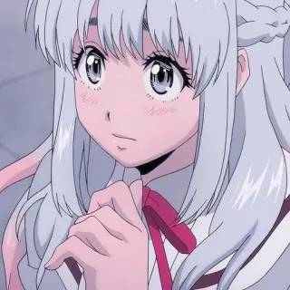 🥰 アニメ, 女の子, 白い髪, 可愛い whatsapp sticker