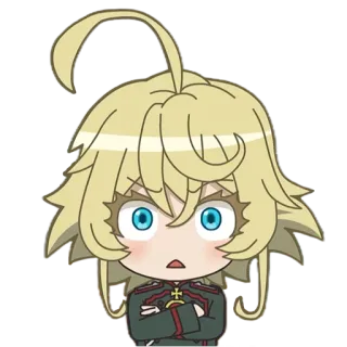 😧 Tanya Degurechaff Saga of Tanya the Evil Anime, Militär, Chibi, Charakter, Tanya Degurechaff, Saga von Tanya dem Bösen, Uniform whatsapp sticker