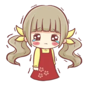 😥 triste, chorando, menina, desenho animado, adesivo, anime telegram sticker