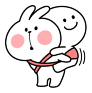 😋 кролик, заяц, объятие, дружба, мультфильм telegram sticker