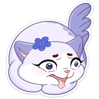 😛 cat, sticker, cute, animal, cartoon, funny, tongue, flower whatsapp sticker