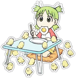 😮 Anime, Comida, Pollos, Chica, Mesa whatsapp sticker