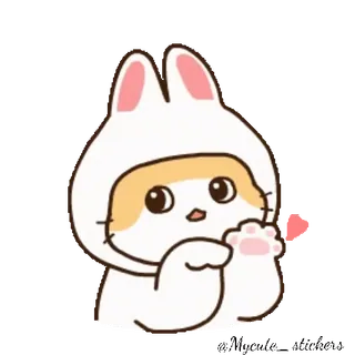 😘 gato, conejo, animal, lindo, dibujo animado, pegatina telegram sticker