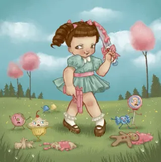 🔪 menina, armas, criança, desenho animado, espada, pistola, doces telegram sticker