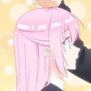 🥺 anime, girl, pink hair, head pat, cute, affection telegram sticker