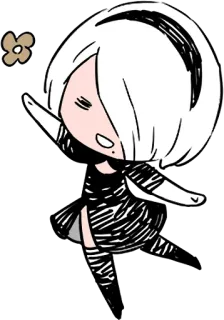 ☺️ 2B Nier: Automata アニメ, ゲーム, ちびキャラ, アンドロイド, 女性, 2B telegram sticker