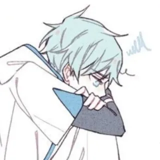😔 anime, manga, sad, boy, character telegram sticker