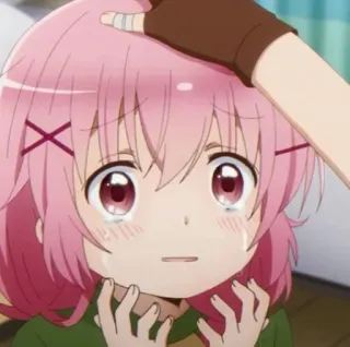 🌸 Anime, Ragazza, Piangere, Capelli rosa, Cartone animato telegram sticker