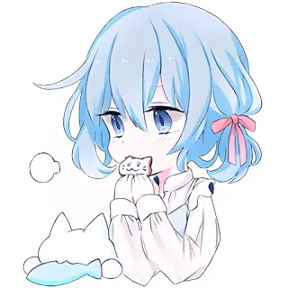 😋 Anime, Mädchen, Süß, Cartoon, Kawaii, Katze, Figur, Sticker telegram sticker