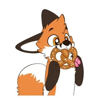 🥨 raposa, animal, pretzel, fofo, desenho animado whatsapp sticker