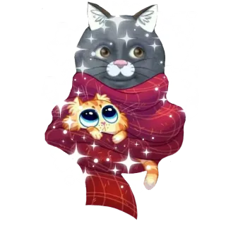 🦁 gatto, gattino, sciarpa, carino, animali, inverno telegram sticker
