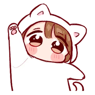 💞 かわいい, キュート, 猫, 動物, 耳, ちび whatsapp sticker