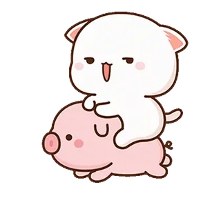 🐷 fofo, desenho animado, porco, gato, animais, kawaii, adorável, adesivo telegram sticker