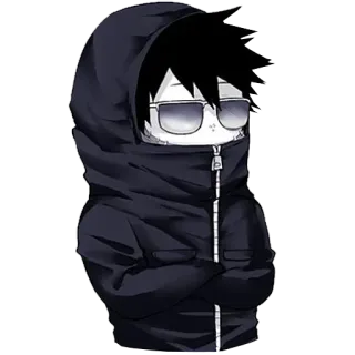😎 Anime, Charakter, Hoodie, Brille, Sonnenbrille, Cartoon telegram sticker