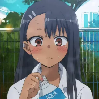 😳 AQUA Anime-Mädchen, süß, Flasche, Aqua, trinken, Anime telegram sticker