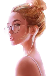 😒 woman, girl, glasses, portrait, illustration, blonde, beauty whatsapp sticker