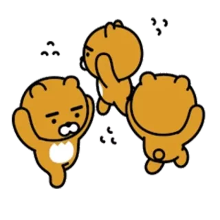 😵 Ryan kakao friends, ryan, dançando, fofo, desenho animado, urso telegram sticker