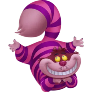 🥴 Cheshire Cat Alice in Wonderland 柴郡猫, 猫, 卡通, 微笑, 爱丽丝梦游仙境 whatsapp sticker
