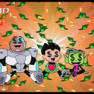 🤑 Cyborg Teen Titans Go! soldi, cartoni animati, teen titans, Robin, Beast Boy, personaggi telegram sticker
