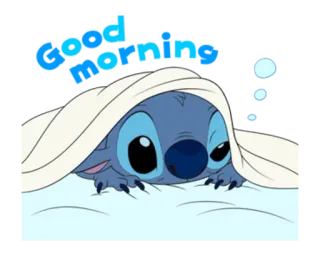 🌝 Stitch Good Morning lilo e stitch, disney, buongiorno, cartoni animati, alieno telegram sticker