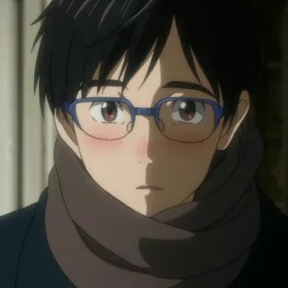 🐬 Yuuri Katsuki Yuri on Ice Аниме, Фигурное катание, Мужской, Румянец, Очки telegram sticker