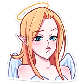 🤨 angel, halo, wings, cartoon, woman whatsapp sticker
