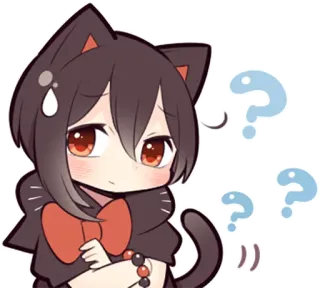❓ gato, anime, pontos de interrogação, kawaii, fofo, pensando whatsapp sticker