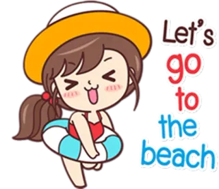 🏝 Let's go to the beach playa, verano, vacaciones, dibujos animados, diversión telegram sticker