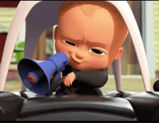 😏 Boss Baby The Boss Baby em bé, bộ com lê, loa phóng thanh, hoạt hình, hài hước whatsapp sticker