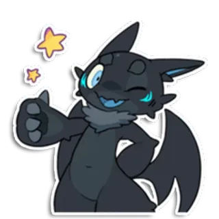 👍 binatang, kartun, makhluk, jempol, fantasi, imut, bintang whatsapp sticker