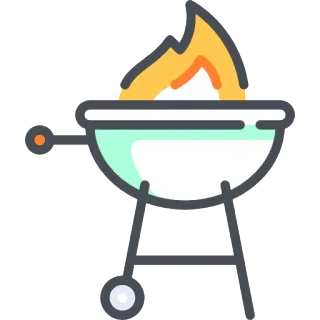 😒 เตาปิ้งย่าง, บาร์บีคิว, ไฟ, ทำอาหาร, อาหาร, ฤดูร้อน, กลางแจ้ง telegram sticker