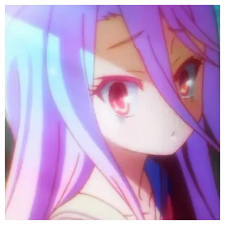 🚬 Shiro No Game No Life anime, ragazza, Shiro, No Game No Life, capelli viola, kawaii telegram sticker