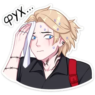 😓 ФУХ... anime, manga, sudore, imbarazzato, sollevato, esausto, asciugandosi il sudore telegram sticker