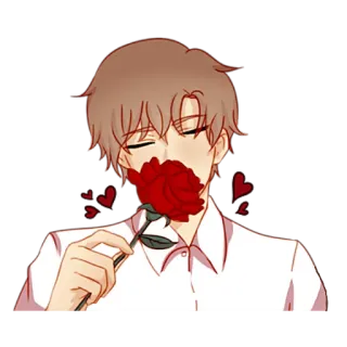 🌹 Anime, Ragazzo, Rosa, Cuore, Amore, Kawaii telegram sticker