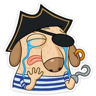 😭 pirate, dog, crying, emoji, sticker, cartoon, sad, eye patch telegram sticker