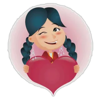 ❤️ 만화, 소녀, 하트, 윙크, 사랑 whatsapp sticker