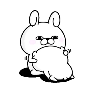 😙 うさぎ, かわいい, マンガ, 動物, 白 telegram sticker