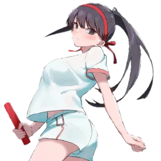 🥰 Anime Mädchen, Leichtathletik, Staffellauf, Staffelstab, Sport, Schuluniform, süß, Anime telegram sticker