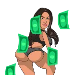 🎯 donna, soldi, contanti, sedere, adulto, cartone animato telegram sticker