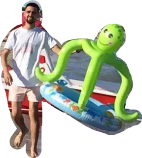 🦑 homem, polvo, inflável, praia, verão, mar, férias telegram sticker