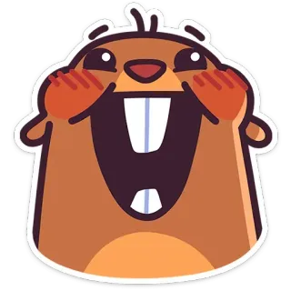 😄 비버, 귀여운, 행복한, 동물, 만화, 스티커 telegram sticker