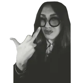 🖕 mittelfinger, geste, beleidigend, frau, brille telegram sticker