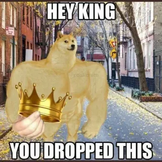 🤔 HEY KING
YOU DROPPED THIS doge, meme, coroa, rei, forte, saudável telegram sticker