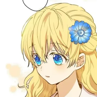 🌼 anime, girl, blonde, blue eyes, flower, cartoon whatsapp sticker
