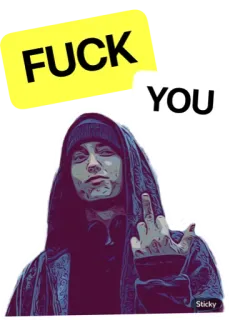 🖕 Eminem FUCK YOU doigt d'honneur, offensant, Eminem, autocollant whatsapp sticker